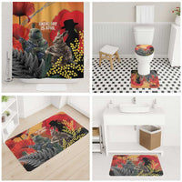 New Zealand and Australia ANZAC Day Bathroom Set Sliver Fern Kakapo With Golden Wattle Kangaroo - Polynesian Pride