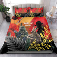 New Zealand and Australia ANZAC Day Bedding Set Sliver Fern Kakapo With Golden Wattle Kangaroo LT14 - Polynesian Pride