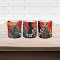 New Zealand and Australia ANZAC Day Ceramic Mug Sliver Fern Kakapo With Golden Wattle Kangaroo - Polynesian Pride