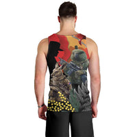 New Zealand and Australia ANZAC Day Men Tank Top Sliver Fern Kakapo With Golden Wattle Kangaroo LT14 - Polynesian Pride