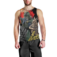 New Zealand and Australia ANZAC Day Men Tank Top Sliver Fern Kakapo With Golden Wattle Kangaroo LT14 - Polynesian Pride