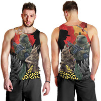 New Zealand and Australia ANZAC Day Men Tank Top Sliver Fern Kakapo With Golden Wattle Kangaroo LT14 - Polynesian Pride