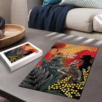 New Zealand and Australia ANZAC Day Puzzle Sliver Fern Kakapo With Golden Wattle Kangaroo - Polynesian Pride