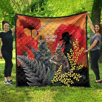 New Zealand and Australia ANZAC Day Quilt Sliver Fern Kakapo With Golden Wattle Kangaroo LT14 - Polynesian Pride