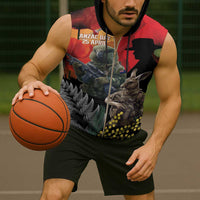 New Zealand and Australia ANZAC Day Sleeveless Zip Hoodie Sliver Fern Kakapo With Golden Wattle Kangaroo - Polynesian Pride