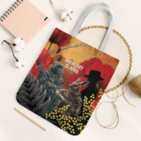 New Zealand and Australia ANZAC Day Tote Bag Sliver Fern Kakapo With Golden Wattle Kangaroo - Polynesian Pride