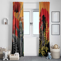 New Zealand and Australia ANZAC Day Window Curtain Sliver Fern Kakapo With Golden Wattle Kangaroo