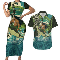 Aotearoa Tangaroa Atua Couples Matching Short Sleeve Bodycon Dress and Hawaiian Shirt New Zealand God Of The Ocean