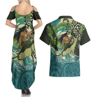 Aotearoa Tangaroa Atua Couples Matching Summer Maxi Dress and Hawaiian Shirt New Zealand God Of The Ocean