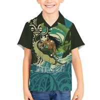 Aotearoa Tangaroa Atua Family Matching Long Sleeve Bodycon Dress and Hawaiian Shirt New Zealand God Of The Ocean LT14 Son's Shirt Cyan - Polynesian Pride