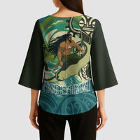 Aotearoa Tangaroa Atua Kimono Sleeve Blouse New Zealand God Of The Ocean - Polynesian Pride