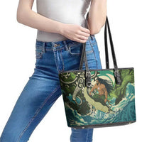 Aotearoa Tangaroa Atua Leather Tote Bag New Zealand God Of The Ocean