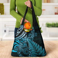 New Zealand Lizard Grocery Bag Silver Fern Aotearoa Maori Blue Version