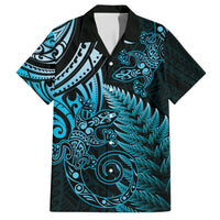 New Zealand Lizard Hawaiian Shirt Silver Fern Aotearoa Maori Blue Version LT14 Blue - Polynesian Pride