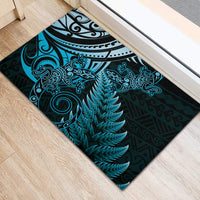 New Zealand Lizard Rubber Doormat Silver Fern Aotearoa Maori Blue Version