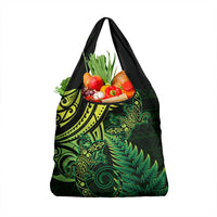 New Zealand Lizard Grocery Bag Silver Fern Aotearoa Maori Green Version