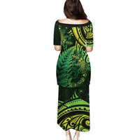 New Zealand Lizard Puletasi Silver Fern Aotearoa Maori Green Version LT14 - Polynesian Pride