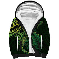 New Zealand Lizard Sherpa Hoodie Silver Fern Aotearoa Maori Green Version LT14 Unisex Green - Polynesian Pride
