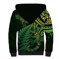 New Zealand Lizard Sherpa Hoodie Silver Fern Aotearoa Maori Green Version LT14 - Polynesian Pride