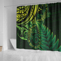 New Zealand Lizard Shower Curtain Silver Fern Aotearoa Maori Green Version
