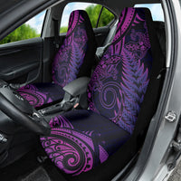 New Zealand Lizard Car Seat Cover Silver Fern Aotearoa Maori Purple Version