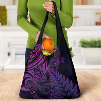 New Zealand Lizard Grocery Bag Silver Fern Aotearoa Maori Purple Version