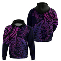 New Zealand Lizard Zip Hoodie Silver Fern Aotearoa Maori Purple Version