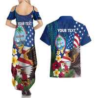 Personalised United States And Guam Couples Matching Summer Maxi Dress and Hawaiian Shirt USA Eagle With Guahan Seal Tropical Vibes LT14 - Polynesian Pride