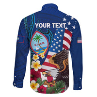 Personalised United States And Guam Family Matching Mermaid Dress and Hawaiian Shirt USA Eagle With Guahan Seal Tropical Vibes