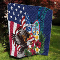 Personalised United States And Guam Quilt USA Eagle With Guahan Seal Tropical Vibes