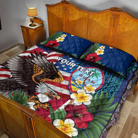 Personalised United States And Guam Quilt Bed Set USA Eagle With Guahan Seal Tropical Vibes