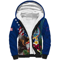 Personalised United States And Guam Sherpa Hoodie USA Eagle With Guahan Seal Tropical Vibes LT14 Unisex Blue - Polynesian Pride
