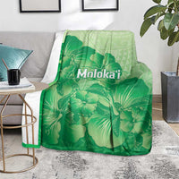 Aloha Hawaii Molokai Island Blanket Hibiscus Tribal Honu Hawaiian Tattoo Green