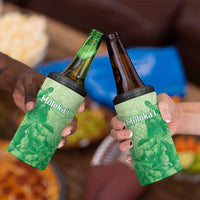 Aloha Hawaii Molokai Island 4 in 1 Can Cooler Tumbler Hibiscus Tribal Honu Hawaiian Tattoo Green