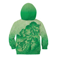 Aloha Hawaii Molokai Island Kid Hoodie Hibiscus Tribal Honu Hawaiian Tattoo Green
