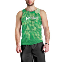 Aloha Hawaii Molokai Island Men Tank Top Hibiscus Tribal Honu Hawaiian Tattoo Green