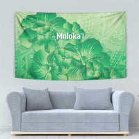 Aloha Hawaii Molokai Island Tapestry Hibiscus Tribal Honu Hawaiian Tattoo Green