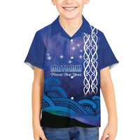 Personalised Matariki New Zealand Family Matching Short Sleeve Bodycon Dress and Hawaiian Shirt Maori New Year Galaxy Koru Pattern