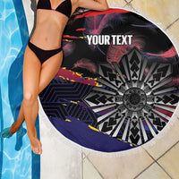Philippines Sun Tattoo Beach Blanket Feathers Filipinas Grunge Style Black