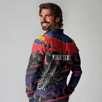 Philippines Sun Tattoo Long Sleeve Polo Shirt Feathers Filipinas Grunge Style Black