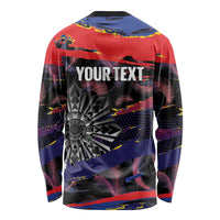 Philippines Sun Tattoo Long Sleeve Shirt Feathers Filipinas Grunge Style Black
