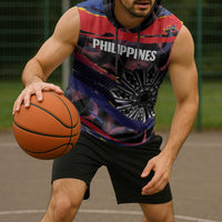 Philippines Sun Tattoo Sleeveless Hoodie Feathers Filipinas Grunge Style Black