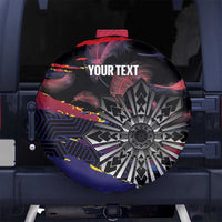 Philippines Sun Tattoo Spare Tire Cover Feathers Filipinas Grunge Style Black