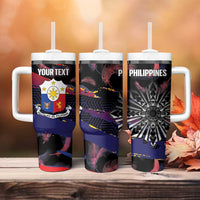 Philippines Sun Tattoo Tumbler With Handle Feathers Filipinas Grunge Style Black