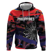 Philippines Sun Tattoo Zip Hoodie Feathers Filipinas Grunge Style Black