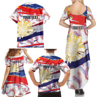 Philippines Sun Tattoo Family Matching Summer Maxi Dress and Hawaiian Shirt Feathers Filipinas Grunge Style White LT14 - Polynesian Pride