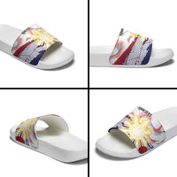 Philippines Sun Tattoo Slide Sandals Feathers Filipinas Grunge Style White