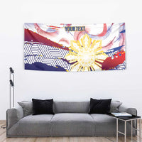 Philippines Sun Tattoo Tapestry Feathers Filipinas Grunge Style White
