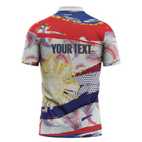 Philippines Sun Tattoo Zipper Polo Shirt Feathers Filipinas Grunge Style White