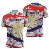 Philippines Sun Tattoo Zipper Polo Shirt Feathers Filipinas Grunge Style White